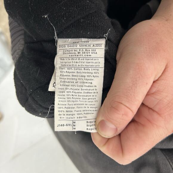 Carhartt Duck Hooded Quilt-Lined Jacket “Gravel” J140 GVL - Picture 10 of 11